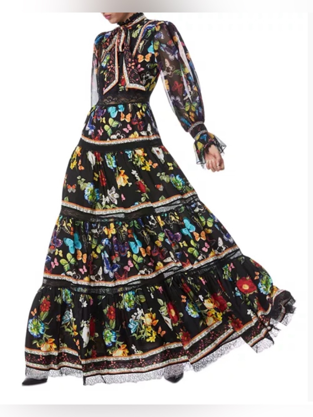 Alice + Olivia Camreigh Printed Blouson Sleeve Maxi Dress. Size 8 - Picture 15 of 17